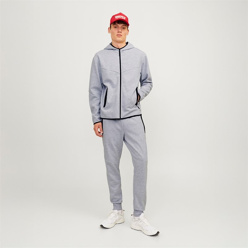 JACK & JONES Herre Fusion Lynlås Hættetrøje Light Grey Melange - Billede 4