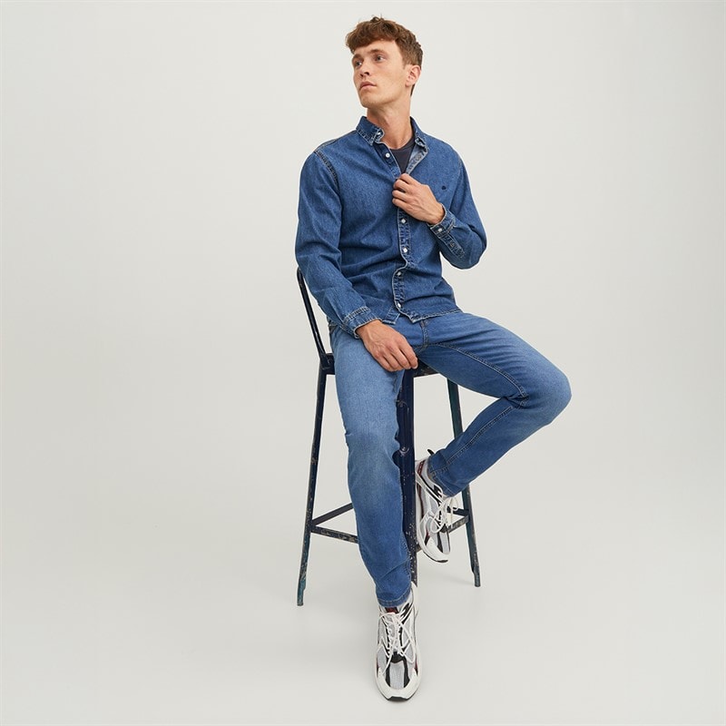 JACK & JONES Herre Glenn Original SQ 223 Noos Jeans Blue Denim - Billede 3