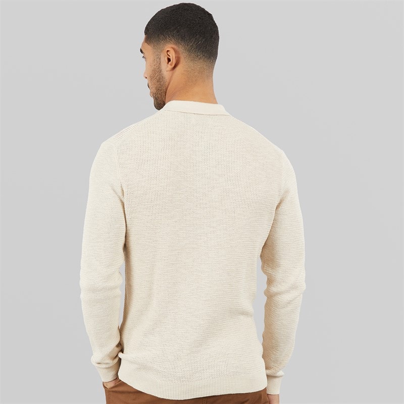 JACK & JONES Herre Cooper Strikket Langærmet Polo Shirt Silver Lining Twist - Billede 2