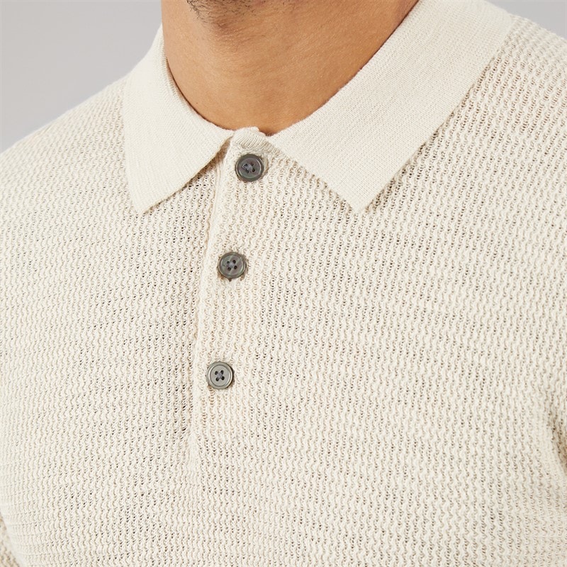 JACK & JONES Herre Cooper Strikket Langærmet Polo Shirt Silver Lining Twist - Billede 3