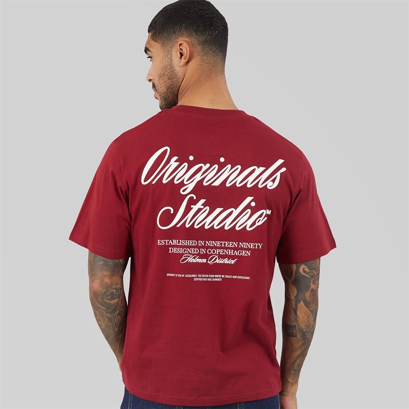 JACK & JONES Herre Norrebro T shirt Tibetan Red - Billede 3