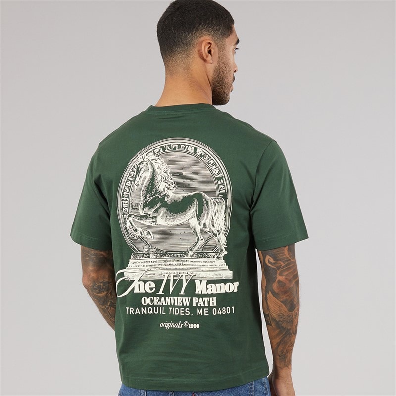 JACK & JONES Herre Maine Ryggtrykk T-skjorte Sycamore - Billede 3