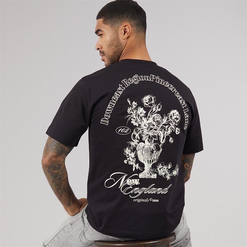 JACK & JONES Herre Maine Ryggtrykk T-skjorte Sort