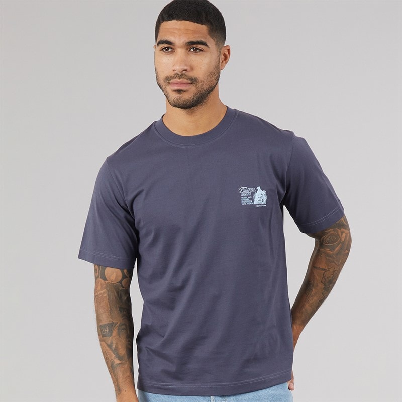 JACK & JONES Herre Maine Ryggtrykk T-skjorte Odyssey Grey - Billede 3