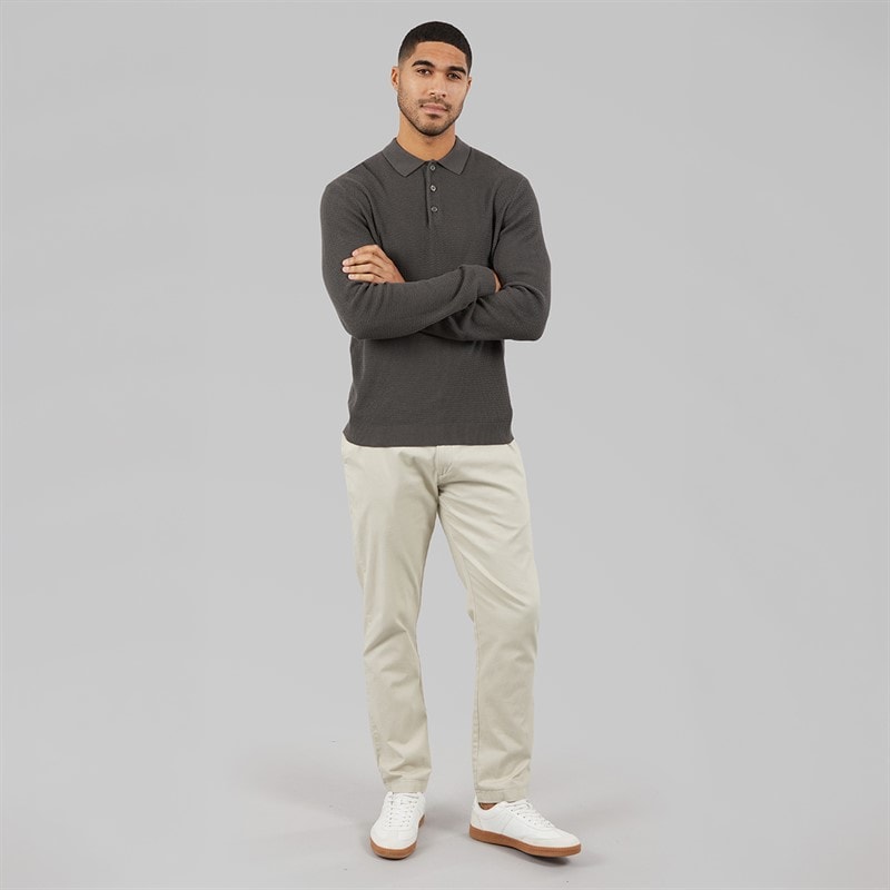 JACK & JONES Herre Cooper Strikket Langærmet Polo Shirt Volcanic Ash - Billede 4