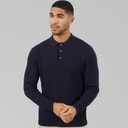 JACK & JONES Herre Cooper Strikket Langærmet Polo Shirt Night Sky