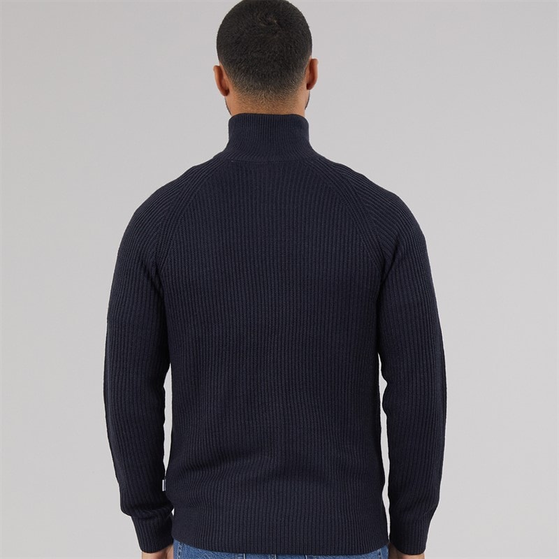 JACK & JONES Herre Panel 1/2 Zip Strikket Sweater Sky Captain - Billede 2