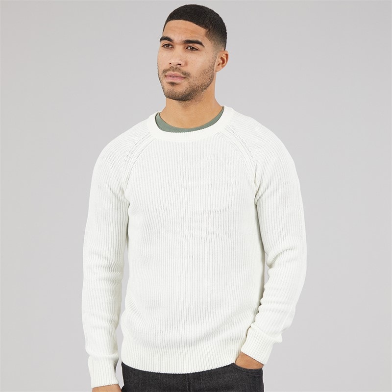 JACK & JONES Herre Strikket Sweater Med Paneler Cloud Dancer - Billede 1