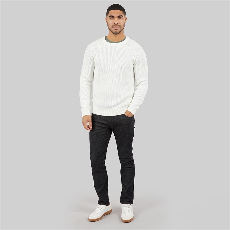 JACK & JONES Herre Strikket Sweater Med Paneler Cloud Dancer - Billede 3