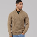 JACK & JONES Herre Panel 1/2 Zip Strikket Sweater Crockery