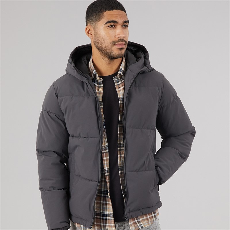 JACK & JONES Herre Surface Hætte Dunjakke Asphalt - Billede 1