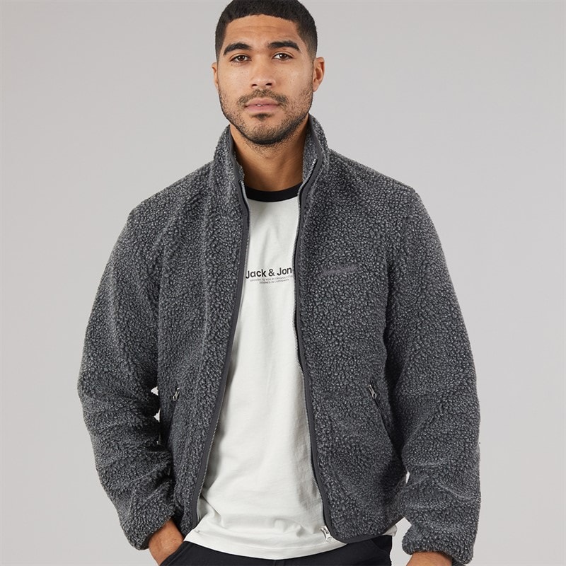 JACK & JONES Herre Norrebro Teddy Jakke Grå melange - Billede 1