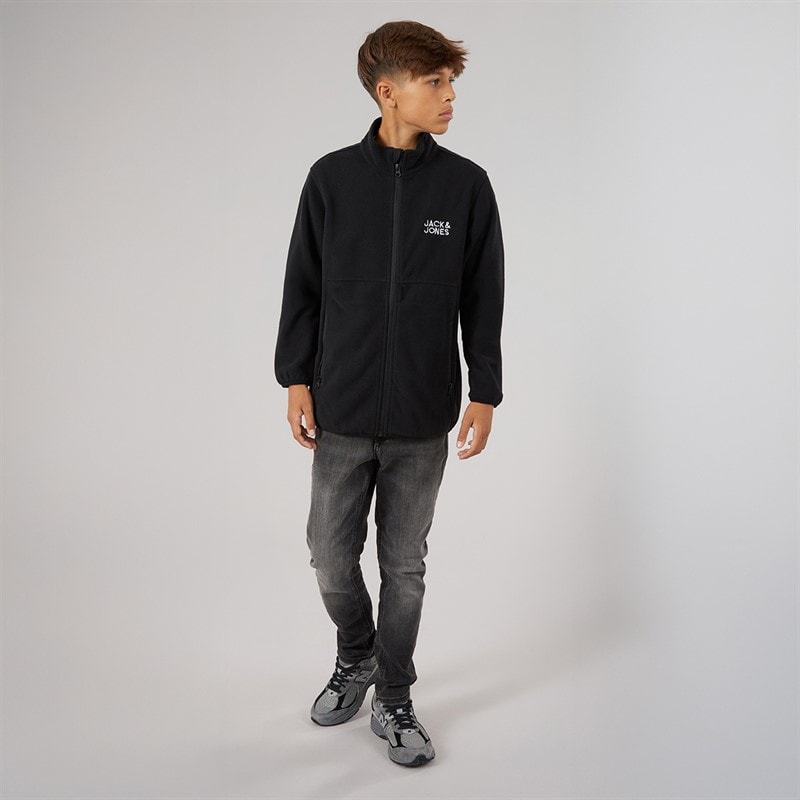 JACK & JONES Drenge Flame Fuld Lynlås Fleece Sort - Billede 3