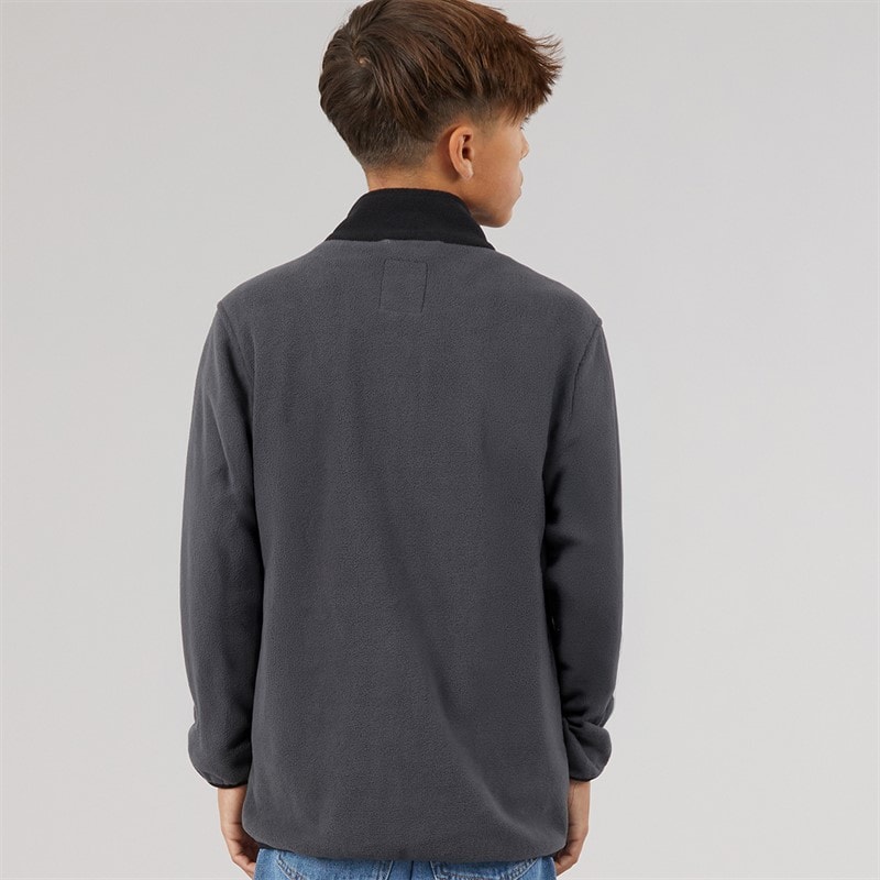 JACK & JONES Drenge Flame Fuld Lynlås Fleece Asphalt Blocking - Billede 2
