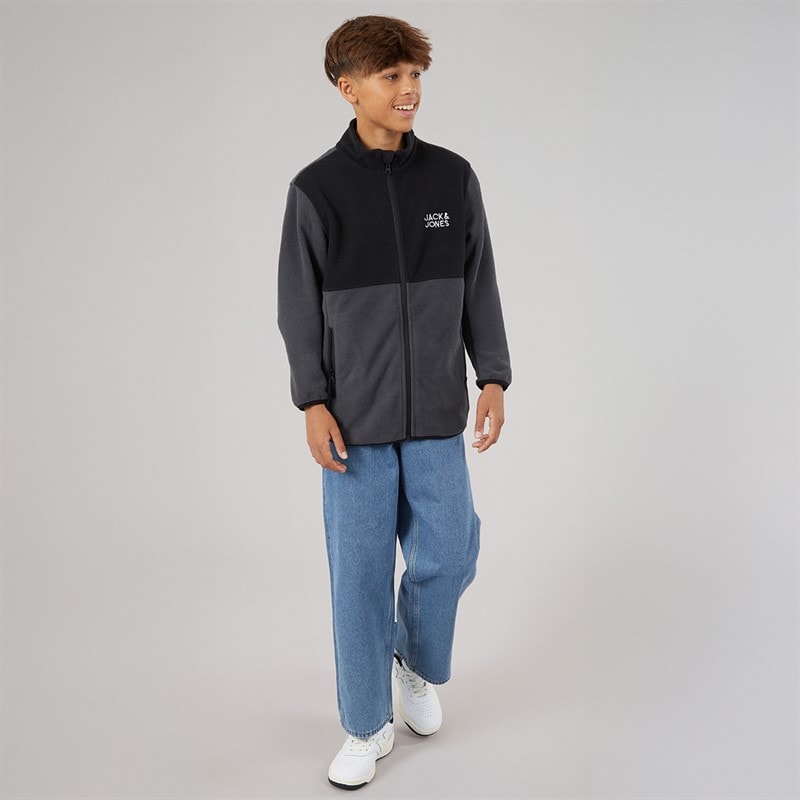 JACK & JONES Drenge Flame Fuld Lynlås Fleece Asphalt Blocking - Billede 3