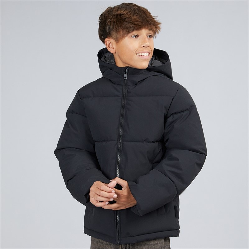 JACK & JONES Drenge Surface Puffer Jakke Sort - Billede 3