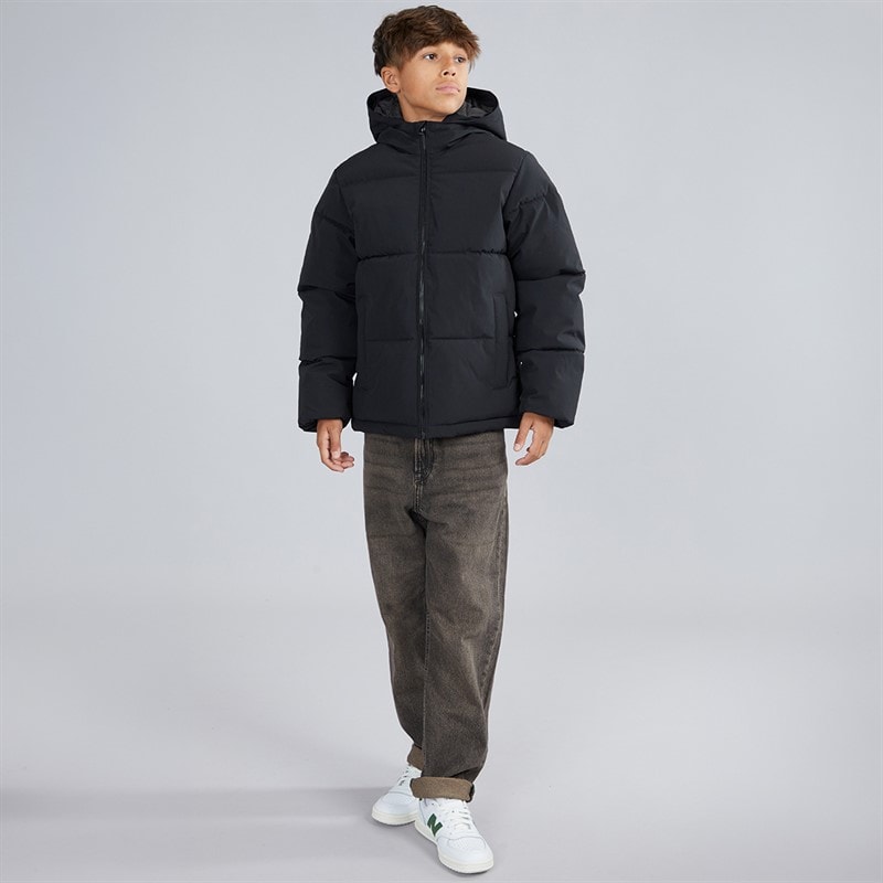 JACK & JONES Drenge Surface Puffer Jakke Sort - Billede 4