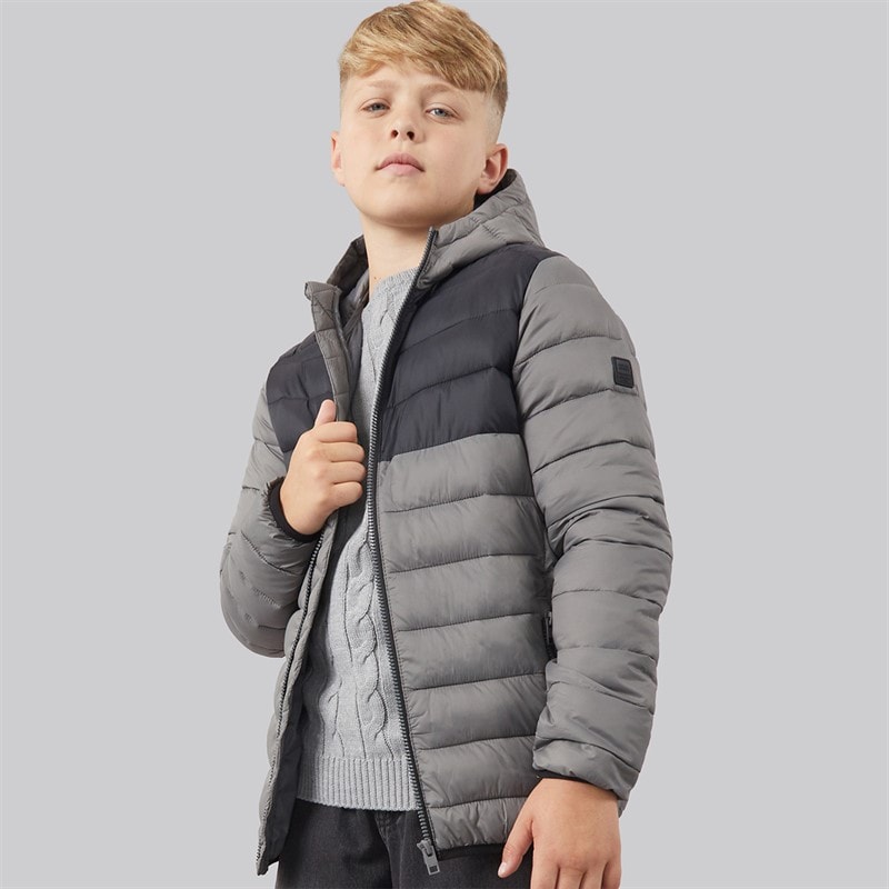 JACK & JONES Drenge Bradley Letvægts Dunjakke Castlerock/Sort