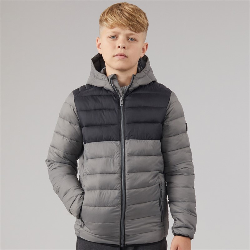 JACK & JONES Drenge Bradley Letvægts Dunjakke Castlerock/Sort - Billede 3