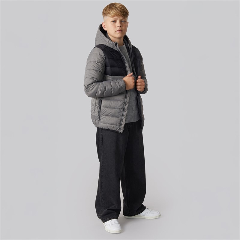 JACK & JONES Drenge Bradley Letvægts Dunjakke Castlerock/Sort - Billede 4