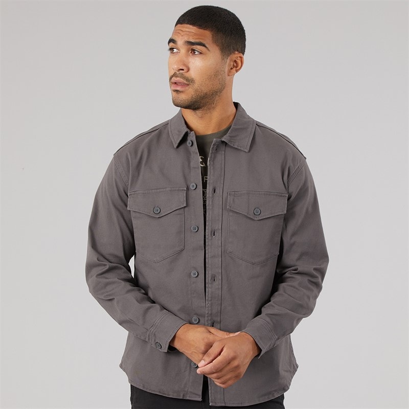 JACK & JONES Herre Dave Stretch Overshirt Asphalt - Billede 1