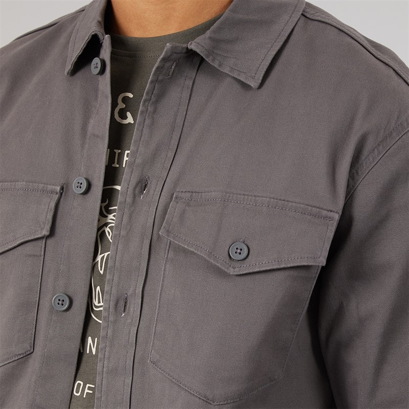 JACK & JONES Herre Dave Stretch Overshirt Asphalt - Billede 3