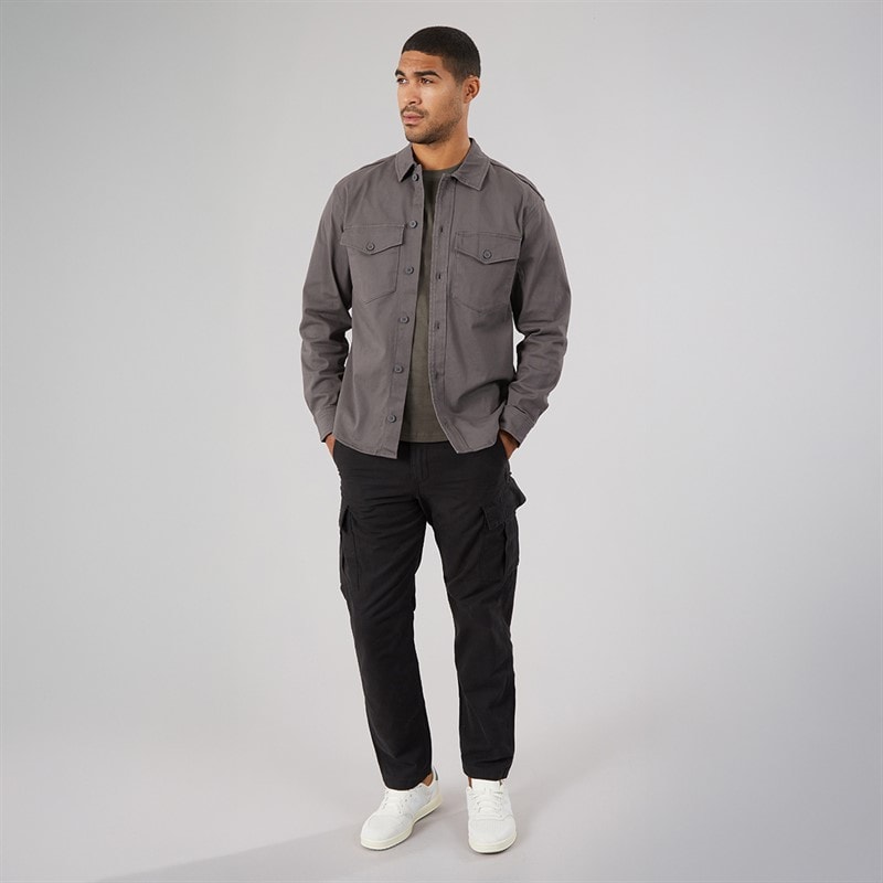 JACK & JONES Herre Dave Stretch Overshirt Asphalt - Billede 4