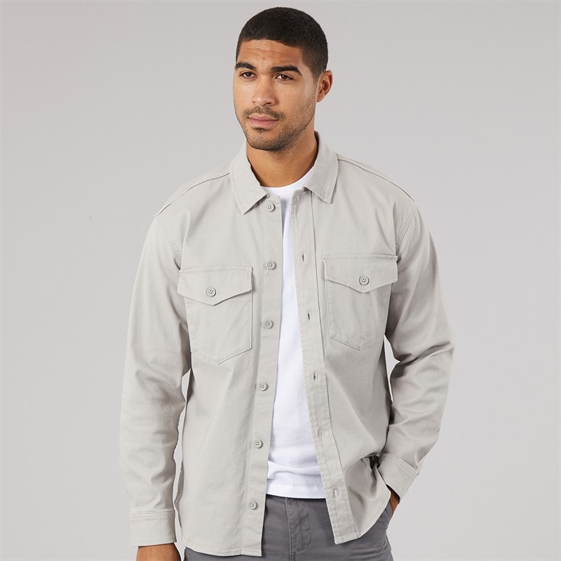JACK & JONES Herre Dave Stretch Overshirt Ghost Grey - Billede 1