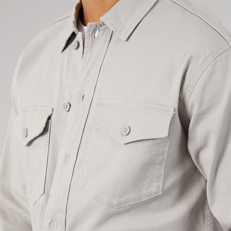 JACK & JONES Herre Dave Stretch Overshirt Ghost Grey - Billede 3