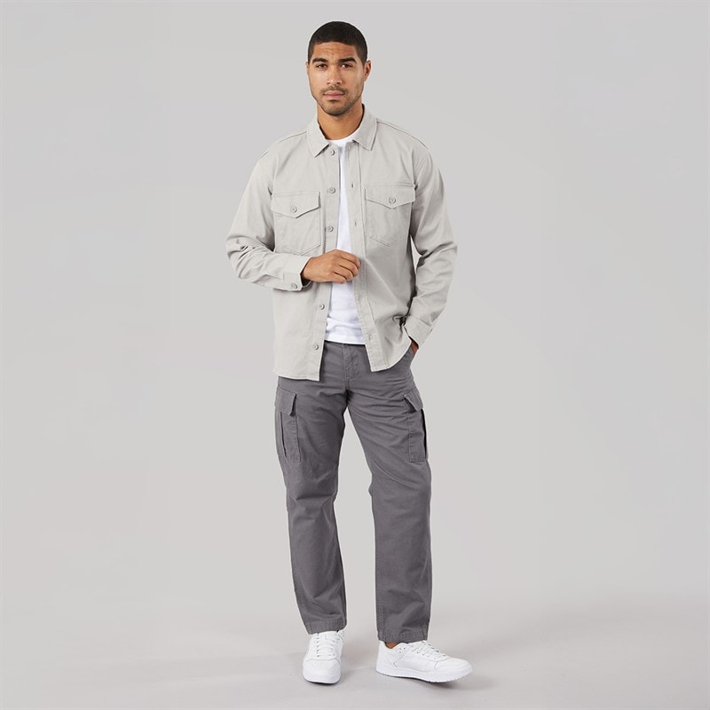 JACK & JONES Herre Dave Stretch Overshirt Ghost Grey - Billede 4
