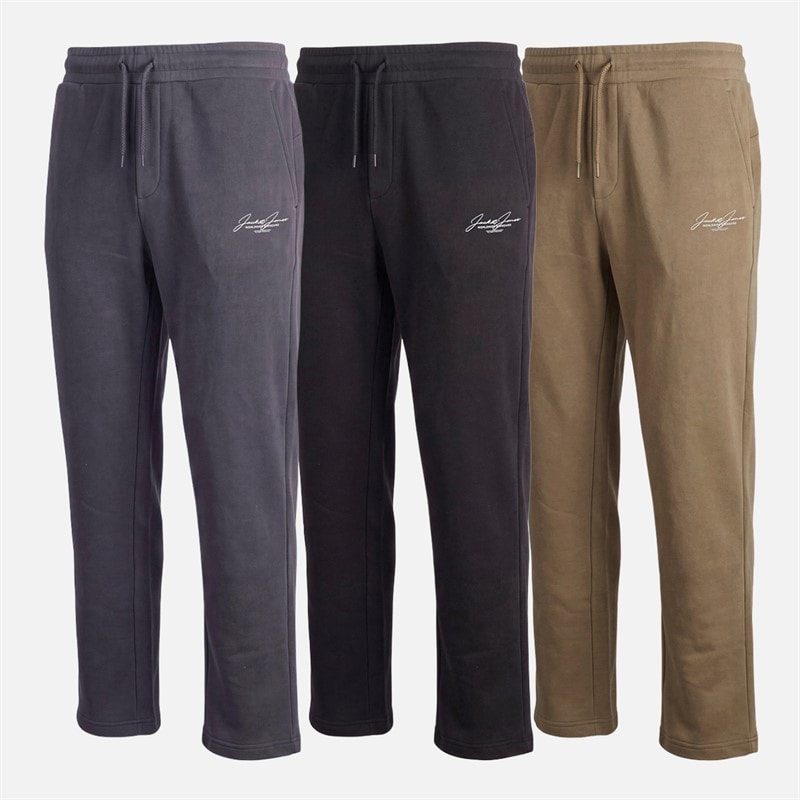 JACK & JONES Herre Cover Tre Pak Åben Kant Joggingbukser Sort/Asphalt/Falcon - Billede 3