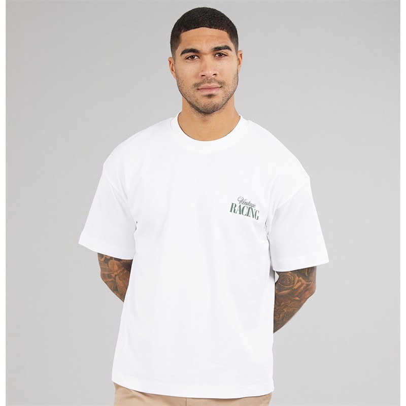 JACK & JONES Herre Vintage Racing T-shirt Bright White - Billede 2