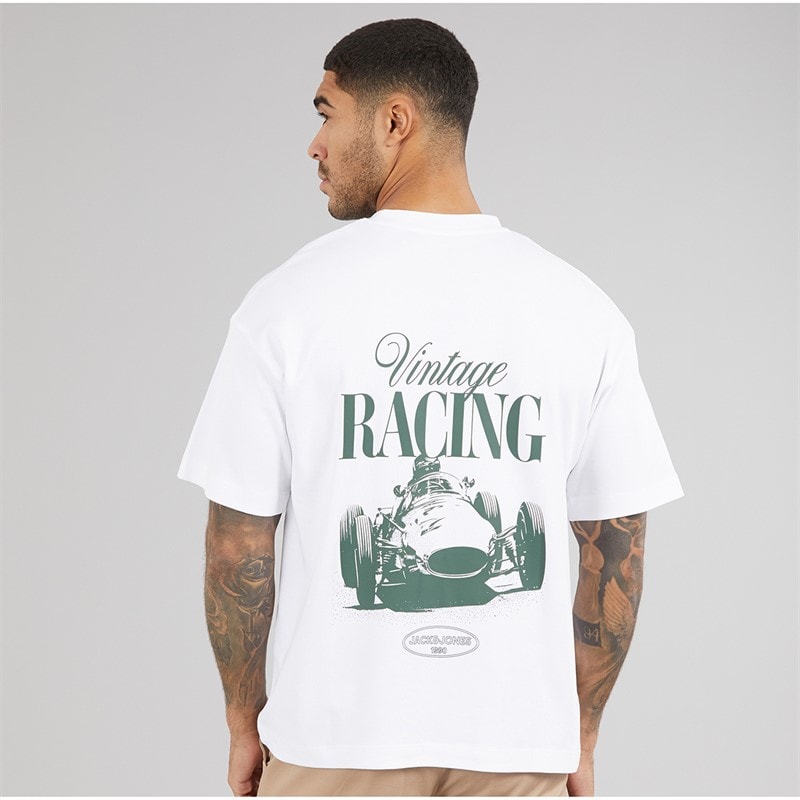 JACK & JONES Herre Vintage Racing T-shirt Bright White - Billede 3