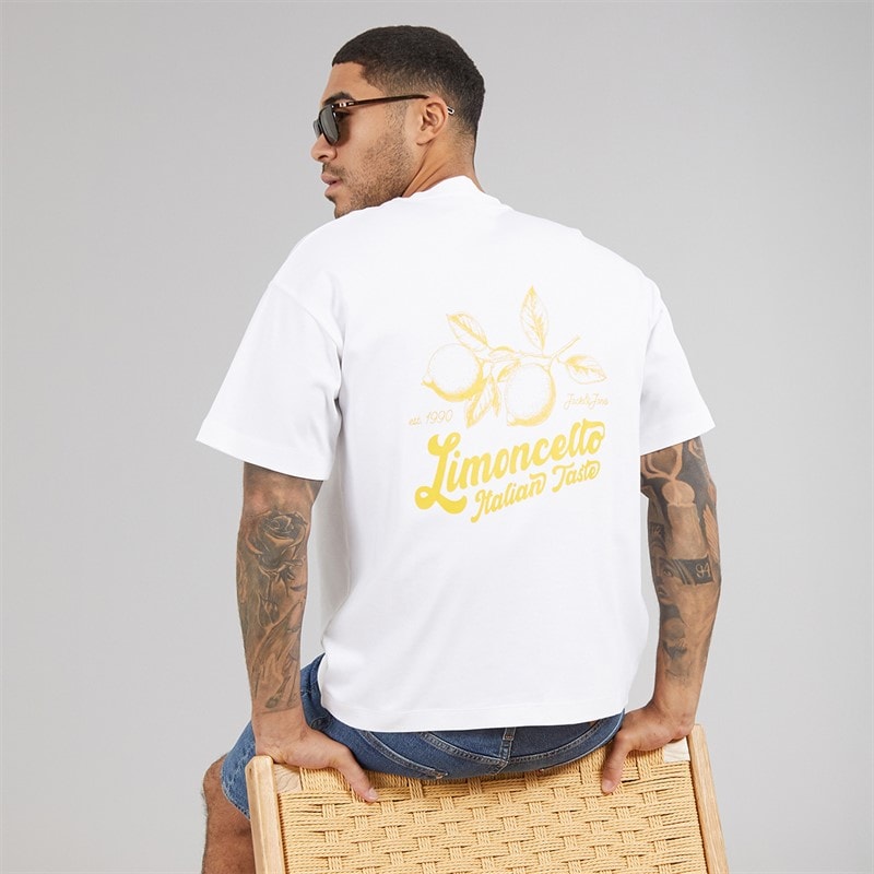 JACK & JONES Herre Limoncello T-shirt Bright White Limencello