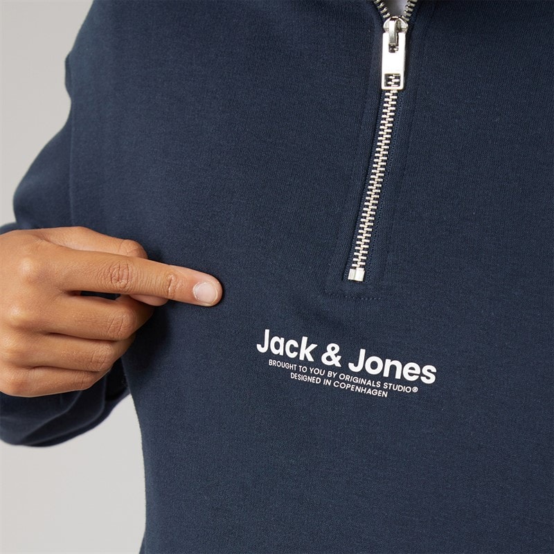JACK & JONES Drenge Vesterbro Quarter Zip Sweatshirt Træningsdragt Navy Blazer - Billede 3