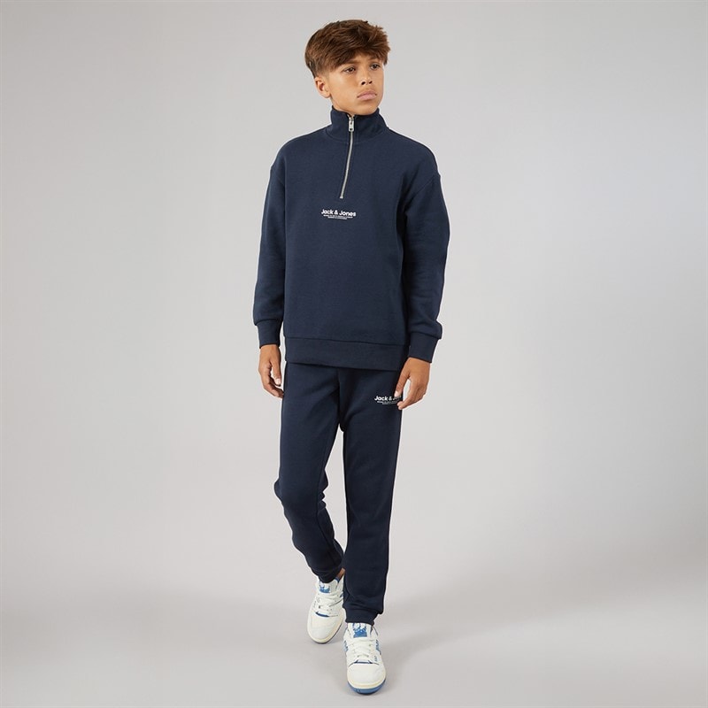 JACK & JONES Drenge Vesterbro Quarter Zip Sweatshirt Træningsdragt Navy Blazer - Billede 4