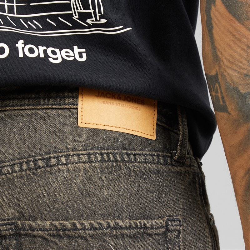 JACK & JONES Herre Dave Skewed 464 Wide Jeans Black Denim - Billede 3