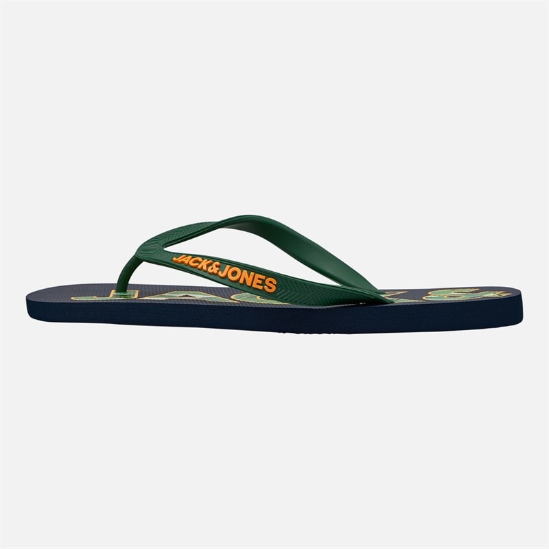 JACK & JONES Herre Palm Print Logo Flip Flops Navy Blazer/Verdant Green - Billede 2