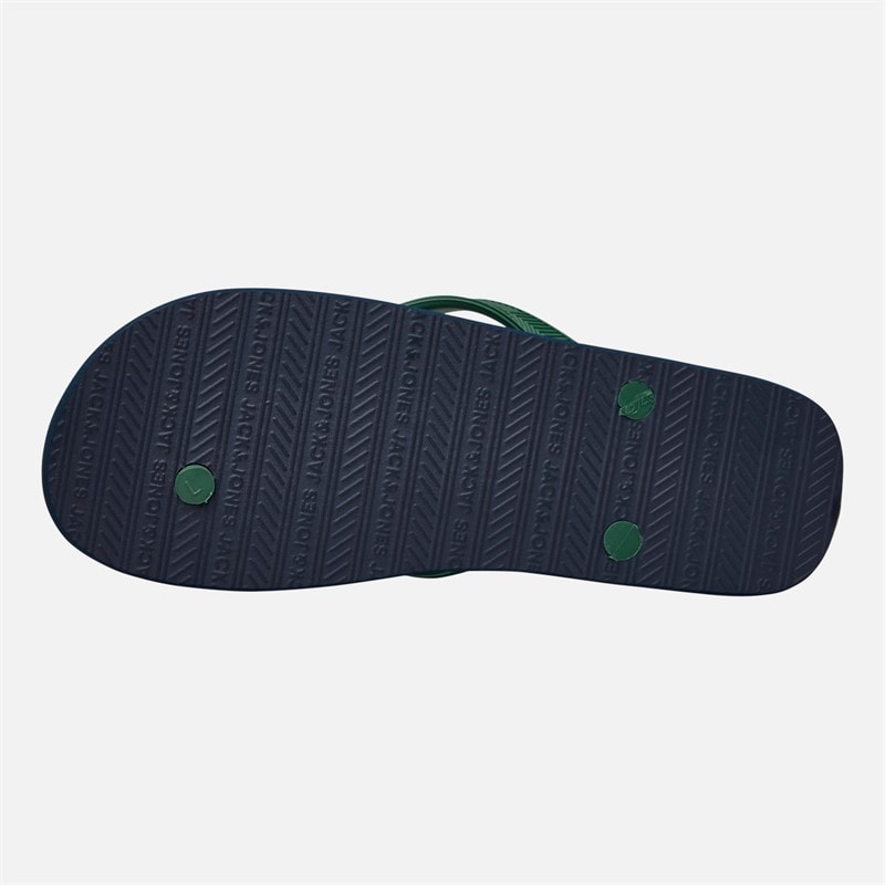 JACK & JONES Herre Palm Print Logo Flip Flops Navy Blazer/Verdant Green - Billede 3