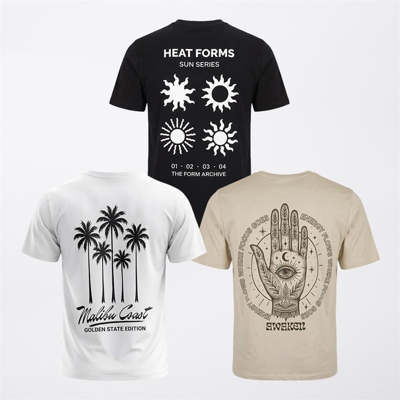 JACK & JONES Herre Sota Print Tre Pak T-shirts /Hvid/Ecru Sort - Billede 1
