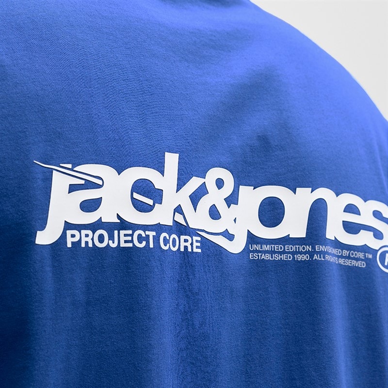 JACK & JONES Herre Union Bagprint T-shirt Beaucoup Blue - Billede 3