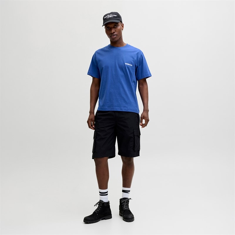 JACK & JONES Herre Union Bagprint T-shirt Beaucoup Blue - Billede 4