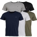 JACK & JONES Herre JXJ Fem-pak T-shirts Blå/Hvid/Grå/Khaki/Sort