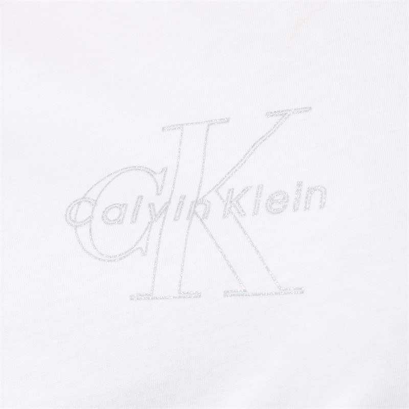 Calvin Klein Jeans Dame Klassisk Monologo T Shirt Bright White - Billede 5
