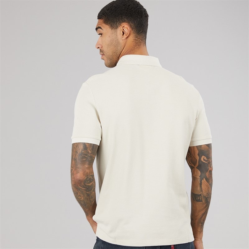 Calvin Klein Jeans Herre kortærmet monogram pique poloskjorte Oatmeal - Billede 2