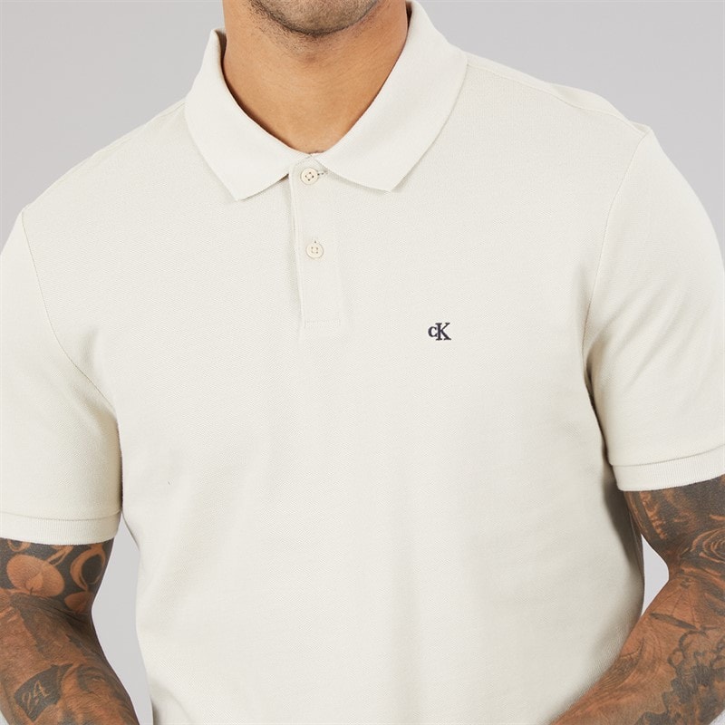Calvin Klein Jeans Herre kortærmet monogram pique poloskjorte Oatmeal - Billede 3