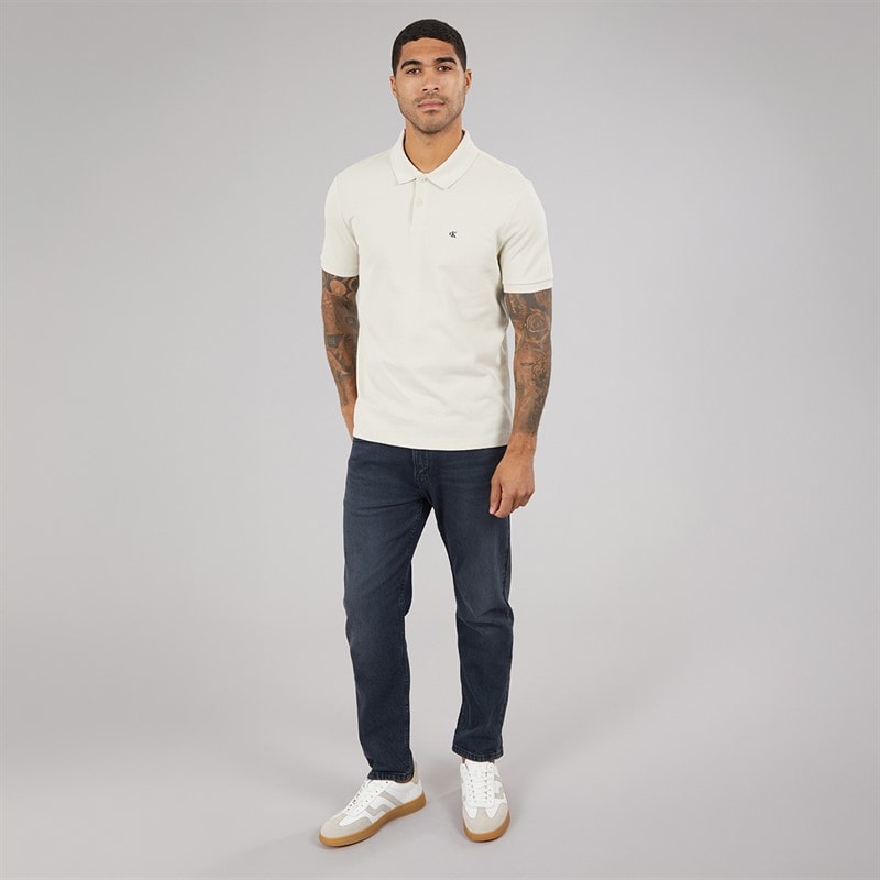 Calvin Klein Jeans Herre kortærmet monogram pique poloskjorte Oatmeal - Billede 4