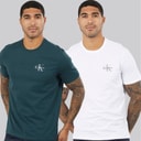 Calvin Klein Jeans Herre Klassisk Monogram Logo T-shirt Bright White/Dark Teal