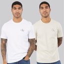 Calvin Klein Jeans Herre Klassisk Monogram Logo T-shirt Bright White/Oatmeal