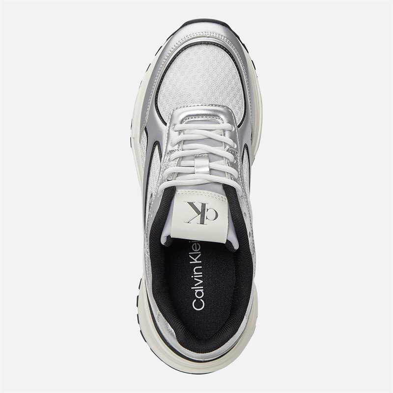 Calvin Klein Jeans Dame løbesko til vandring Silver/Sort/Bright White - Billede 4